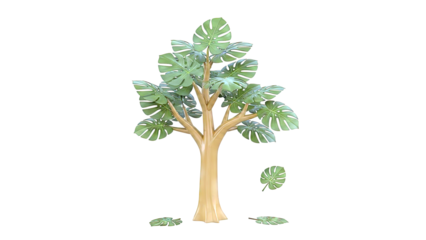 Monstera Tree with Large Split Leaves