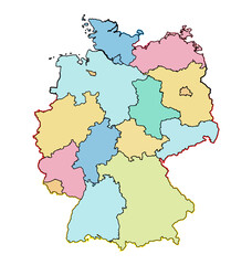 Obraz premium German federal states with borders, simplified 