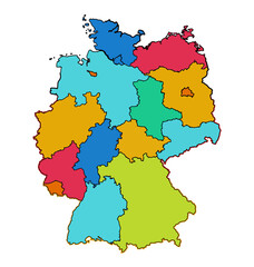 Obraz premium German federal states with borders, simplified 