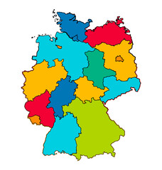 Obraz premium German federal states with borders, simplified 