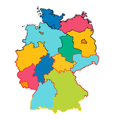 Obraz premium German federal states with borders, simplified 