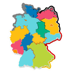Obraz premium German federal states with borders, simplified 