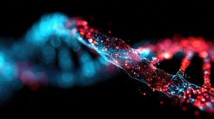 Fototapeta premium DNA structure with bright colors in a dark background showing molecular details