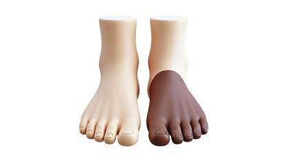 Human Feet with Contrasting Skin Tones