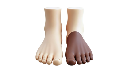 Human Feet with Contrasting Skin Tones