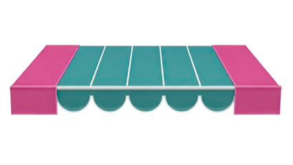 Pink and Teal Awning with Scalloped Edge