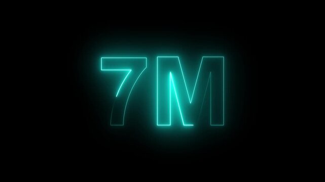 Glowing neon line 7M Ultra 4k icon isolated on black background. 4K Video motion 7M text icon for social media follow and subscription, followers. animation in Easy to put into any video.