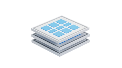 Stack of square plates isolated on transparent background