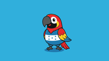 Naklejka premium Vibrant cartoon parrot with Honduran flag design standing alone