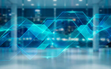 Obraz premium Futuristic Blue Abstract Geometric Technology Background