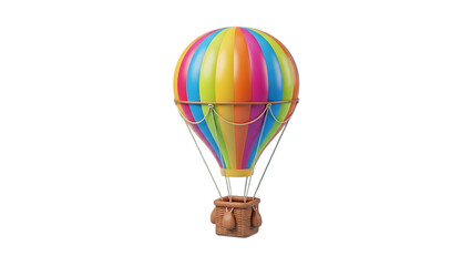 Obraz premium Rainbow hot air balloon isolated on transparent background