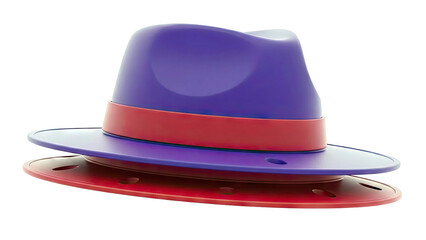 Stylized Blue and Red Fedora Hat