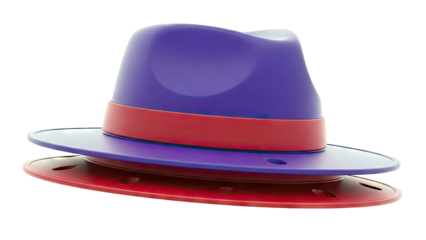 Stylized Blue and Red Fedora Hat