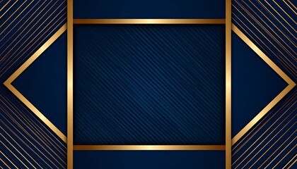 Elegant blue and gold abstract design with angled lines and a central textured panel