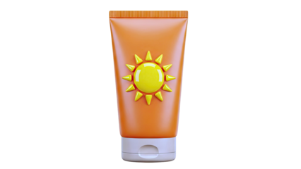 Orange Sunscreen Tube with Sun Icon
