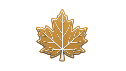 Maple Leaf Shaped Gingerbread Cookie with White Icing