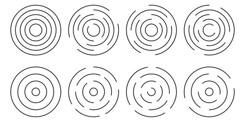 Fototapeta premium concentric circle patterns with varying degrees of completeness and thickness lines. sound wave ring collection. sound wave rings collections.