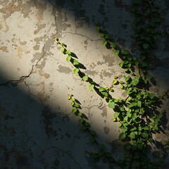 Sun-Drenched Vines: Crackled Wall, Fleeting Light, Tender Growth