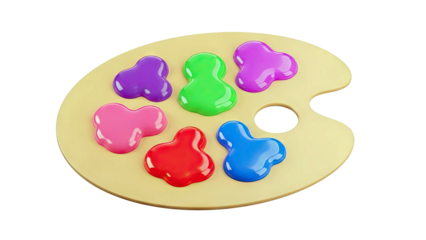 Artist's palette with colorful blobs of paint