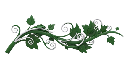 Green ivy vine with white swirls and leaves