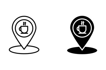 Coffee Shop Location Pin Icon Design
