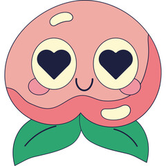 Sweet Peach Cartoon Character in Flat Style Vector