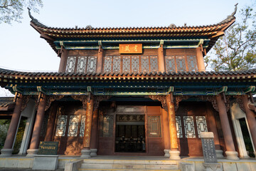 Fototapeta premium Traditional Chinese Temple Architecture, West Lake in Huizhou, Guangdong Province, Asia China, is a tourist attraction featuring ancient architecture