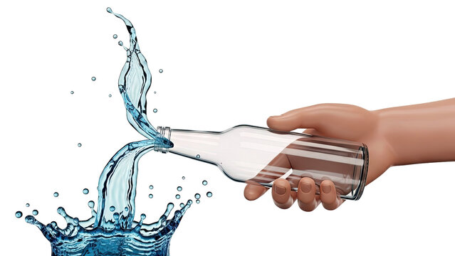 Hand Pouring Water From Bottle