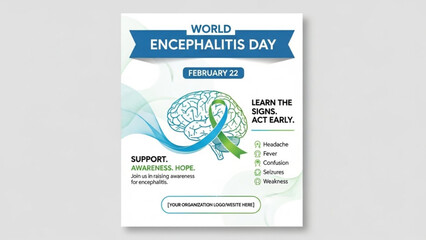 World encephalitis day poster brain awareness support