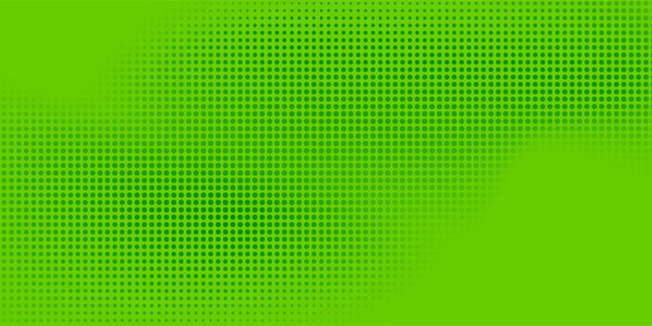 Green gradient halftone dots with green pattern texture background. Natural modern dots halftone effect. Mesh effect style. Comic pop art. Vector illustration