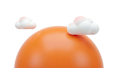3D render of an orange sphere with clouds