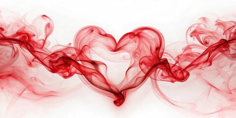 Elegant red heart shapes formed from wispy smoke against a soft white background