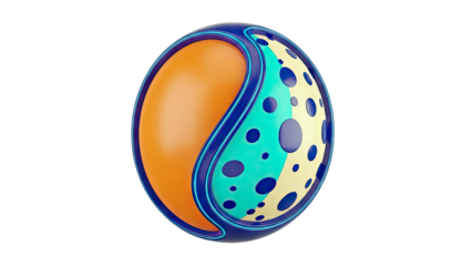 Abstract Sphere with Swirling Colors and Polka Dots
