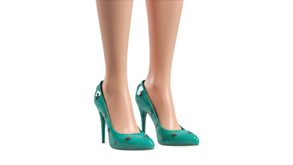 Teal Stiletto Heels with Star Embellishments