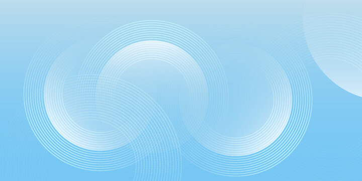 Abstract minimalist banner on blue background. Paste bluel colorful white gradations. Circle futuristic effect style