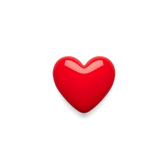 Fototapeta premium 3D red heart shape isolated on white background as a romantic symbol of love and passion for Valentine's Day decoration or wedding illustration icon