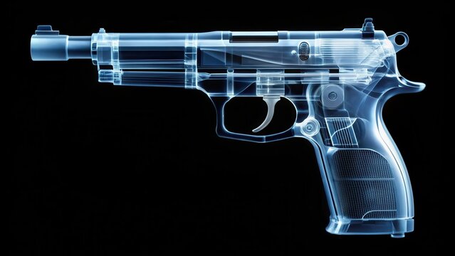 X-ray image of a firearm with multiple projectiles