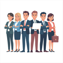 Obraz premium Professional Business Team Illustration Standing Together with Confidence in Corporate Style