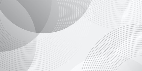 Abstract white geometric on smooth grey background overlap layer on bright space with lines effect decoration. Modern graphic element circles. Simple vector arts © M.I.Arfad