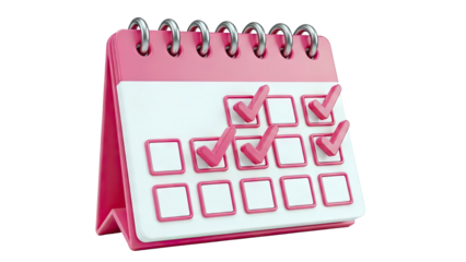 Pink Calendar with Checkmarks