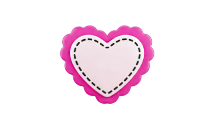 Pink Scalloped Heart with Stitched Border