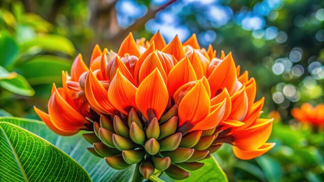 Exotic Butea monosperma flower in full bloom amidst lush greenery