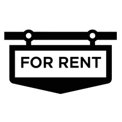 Obraz premium Minimal Black and White For Rent Sign Icon for Real Estate and Property Leasing