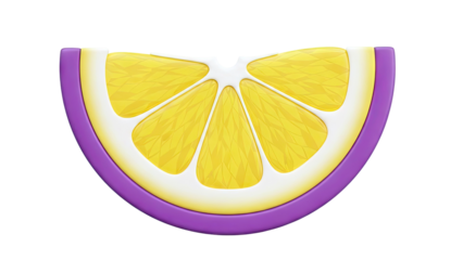 3D Rendered Citrus Fruit Slice with Purple Peel