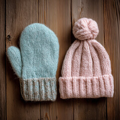 knitted glove and beanie