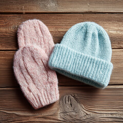 knitted glove and beanie
