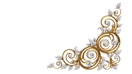 Ornate Gold and White Swirl Corner Decoration
