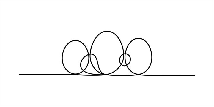 A minimalist black and white continuous line illustration showing a series of interconnected ovals Vector, illustration