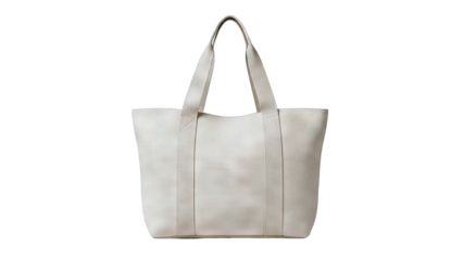 Beige Textured Leather Tote Bag