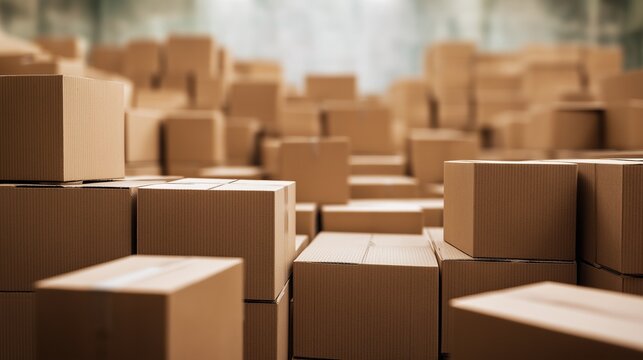 倉庫内に積まれた段ボール箱